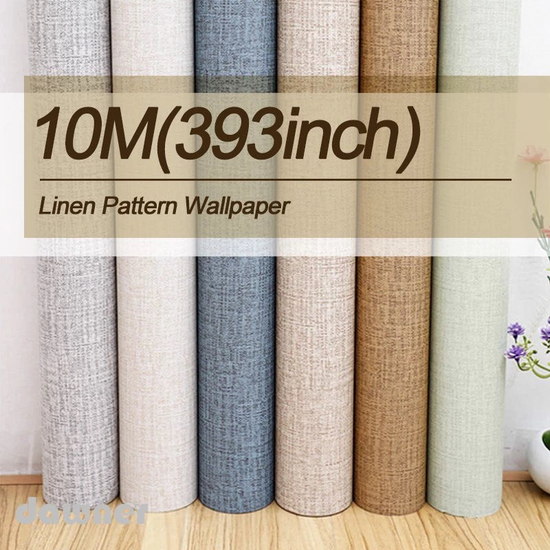 Papel De Parede Autoadesivo De 10M Pvc Padrão De Linho
