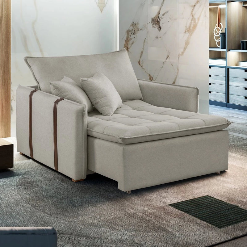 Poltrona Cama 110cm Detroid Yescasa Linho Gelo