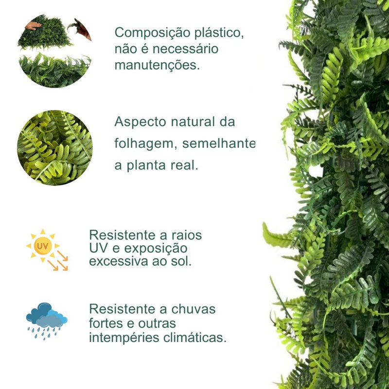 Placa Samambaia Muro Inglês 40x60 Artificial Jardim Vertical Buchinho Super Cheia