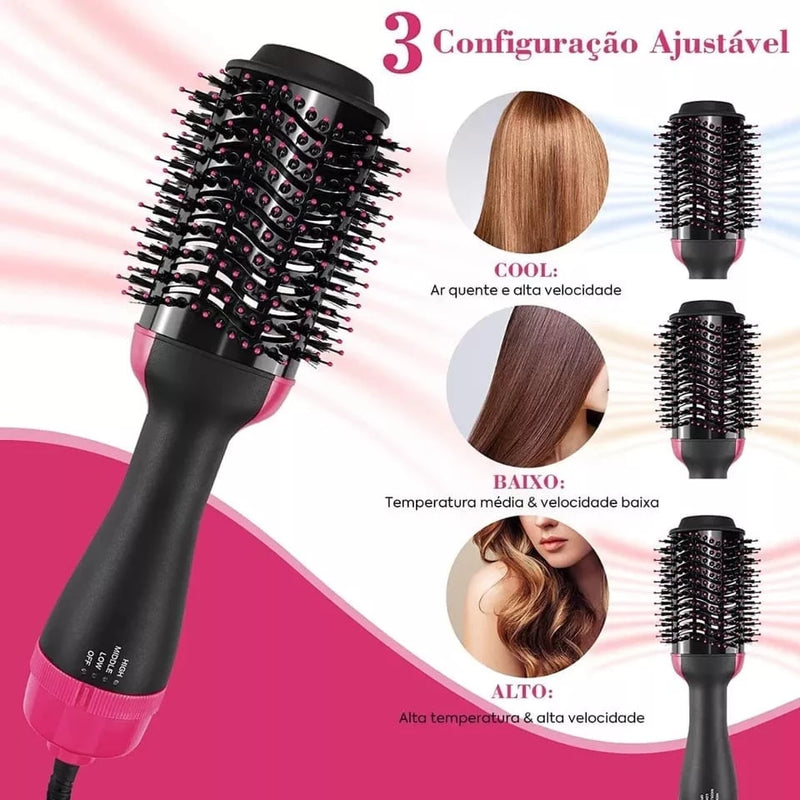 Escova Secadora Alisador Elétrica Quente Cabelo Com 3 Em1 Hair Styler 110V