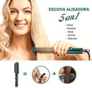 Escova Alisadora Bivolt 5 em 1 - Alisa, Hidrata, Modela, Alinha e Anti-Frizz