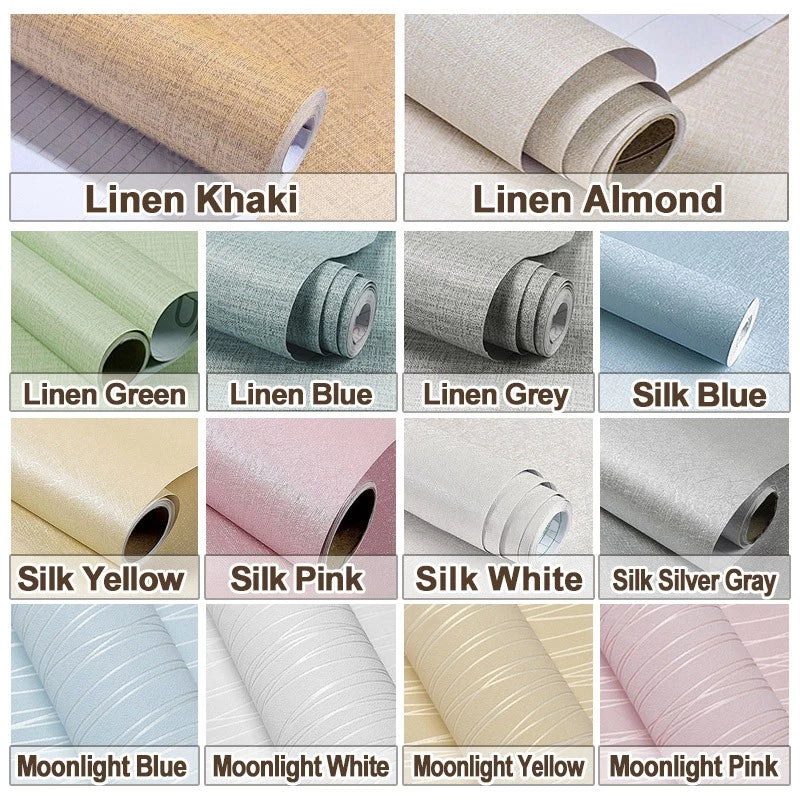 Papel De Parede Autoadesivo De 10M Pvc Padrão De Linho