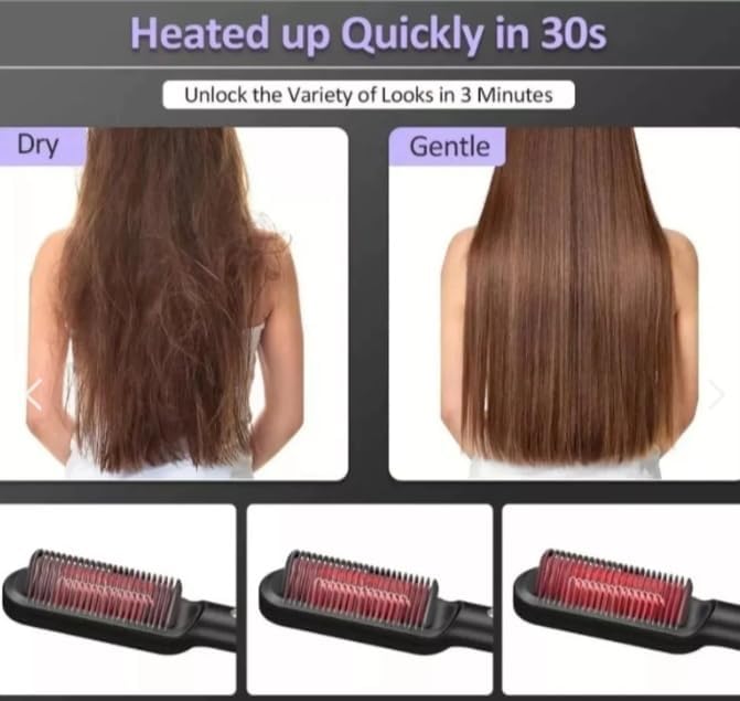 Escova Alisadora Bivolt 5 em 1 - Alisa, Hidrata, Modela, Alinha e Anti-Frizz