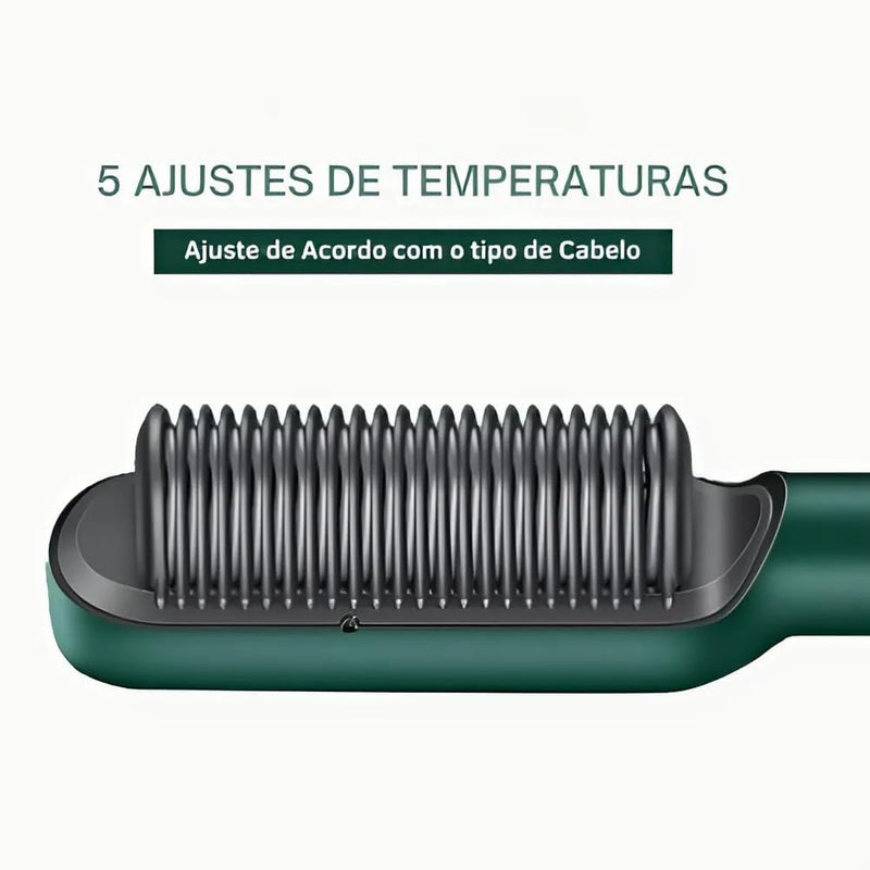 Escova Alisadora Bivolt 5 em 1 - Alisa, Hidrata, Modela, Alinha e Anti-Frizz