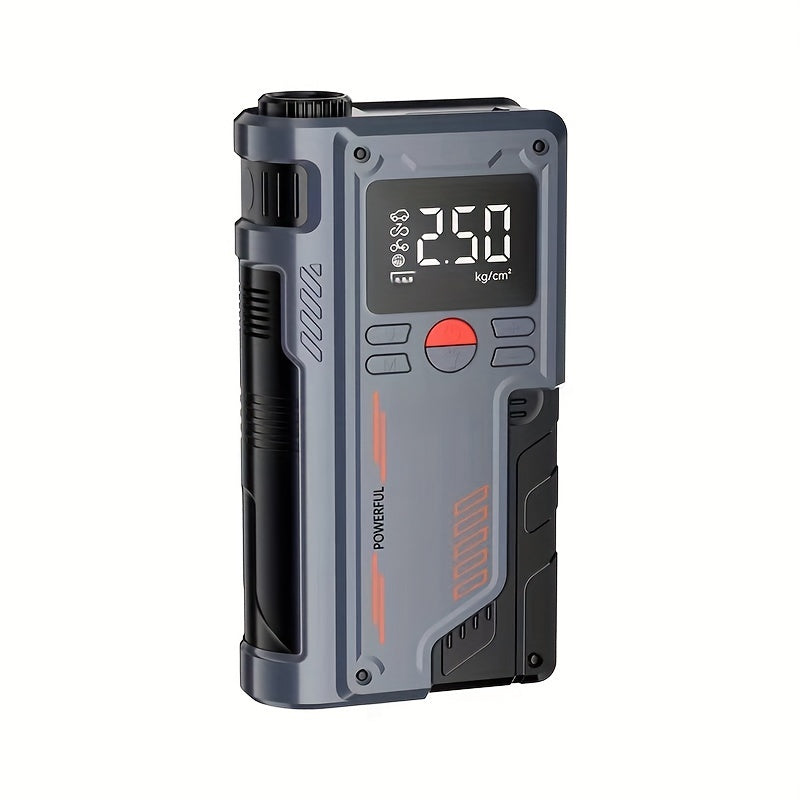 Jkuoo Portátil 3-em-1 Carregador Bateria, Inflador de Pneus e Lanterna