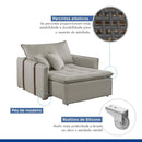 Poltrona Cama 110cm Detroid Yescasa Linho Gelo