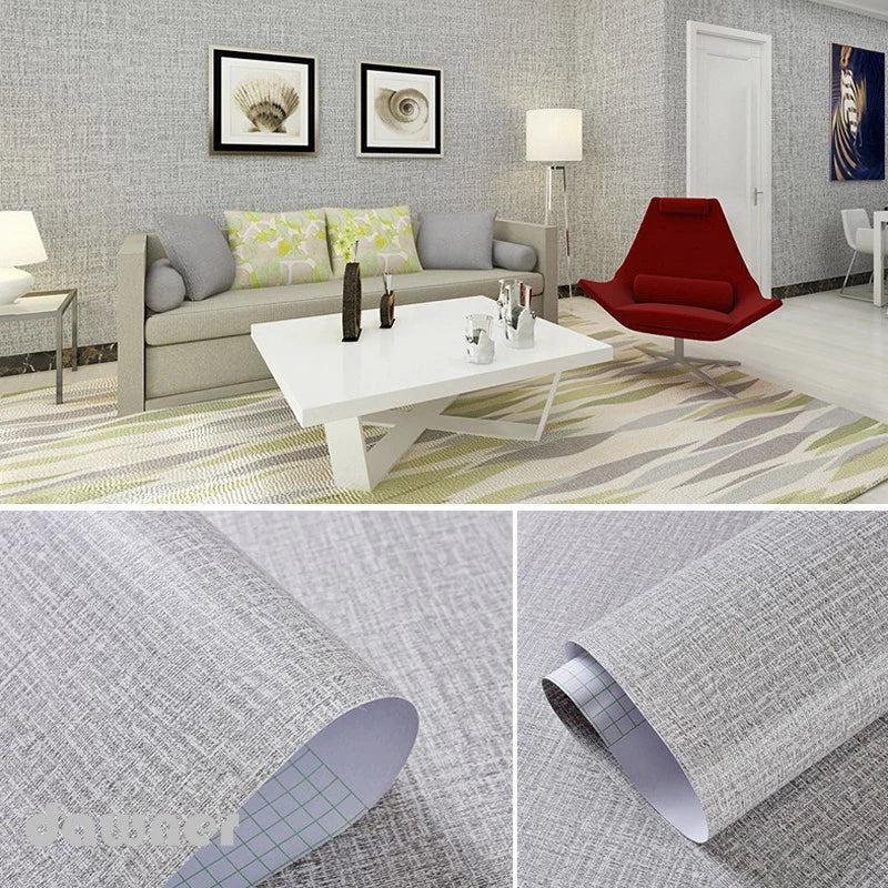 Papel De Parede Autoadesivo De 10M Pvc Padrão De Linho