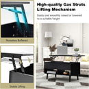 Mesa de centro elevatória, mesa de coquetel moderna com compartimento oculto e 2 prateleiras abertas