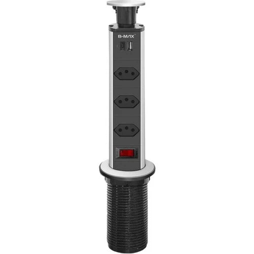 Torre Tomada Retrátil 3 Entradas + Usb Tipo C Embutir Deslizante Bivolt