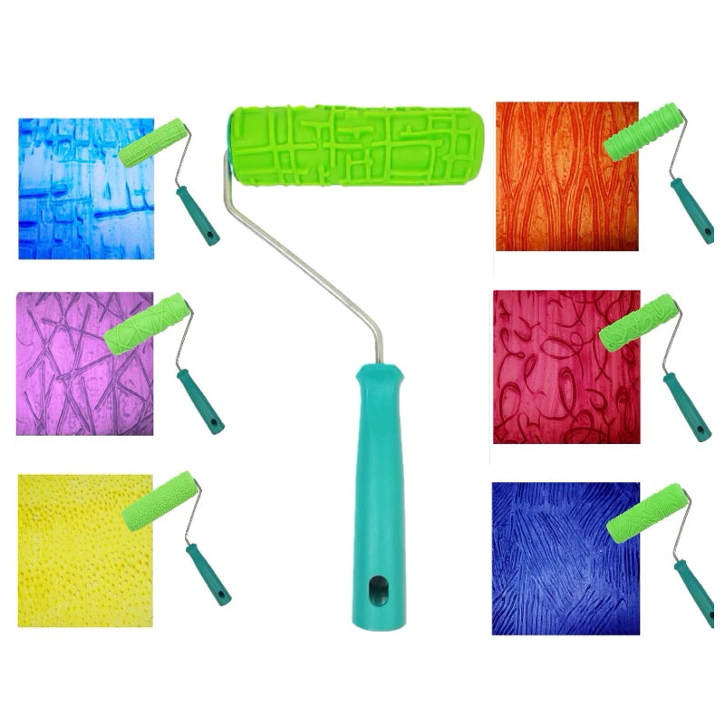 Rolo Textura Decorativa de Borracha C/Suporte Desenhos Diversos