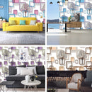 Papel De Parede Roxo moldura quadrada 3d e árvore Decoraçao Vinilico Tamanho 5m*45cm