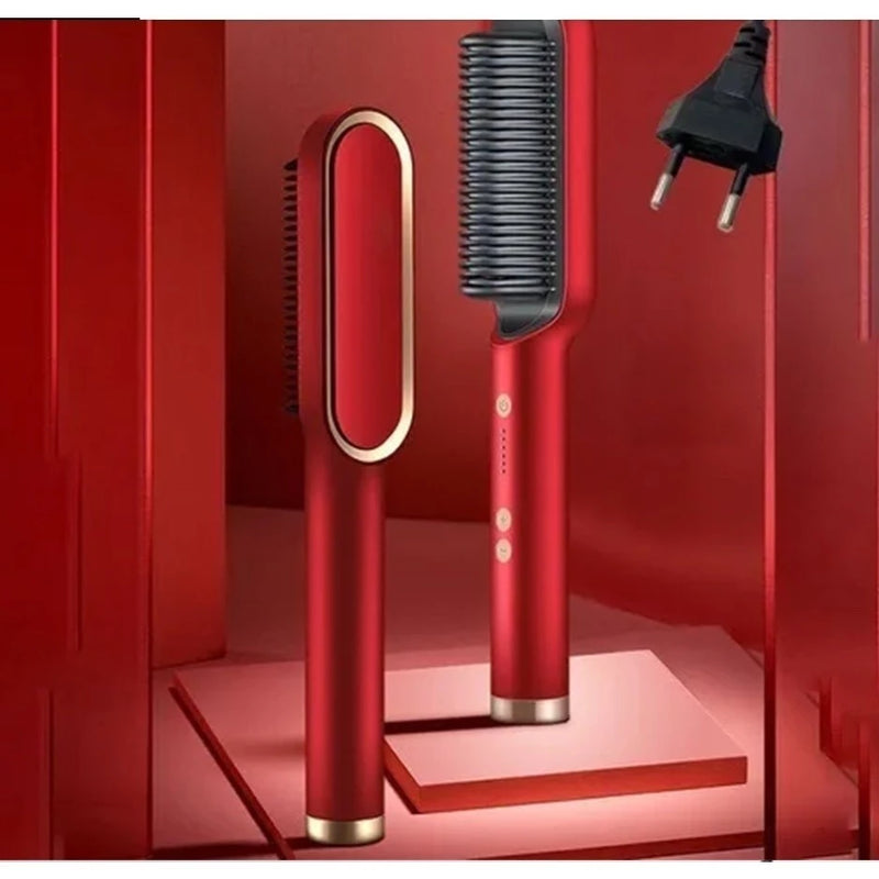 Escova Alisadora Bivolt 5 em 1 - Alisa, Hidrata, Modela, Alinha e Anti-Frizz