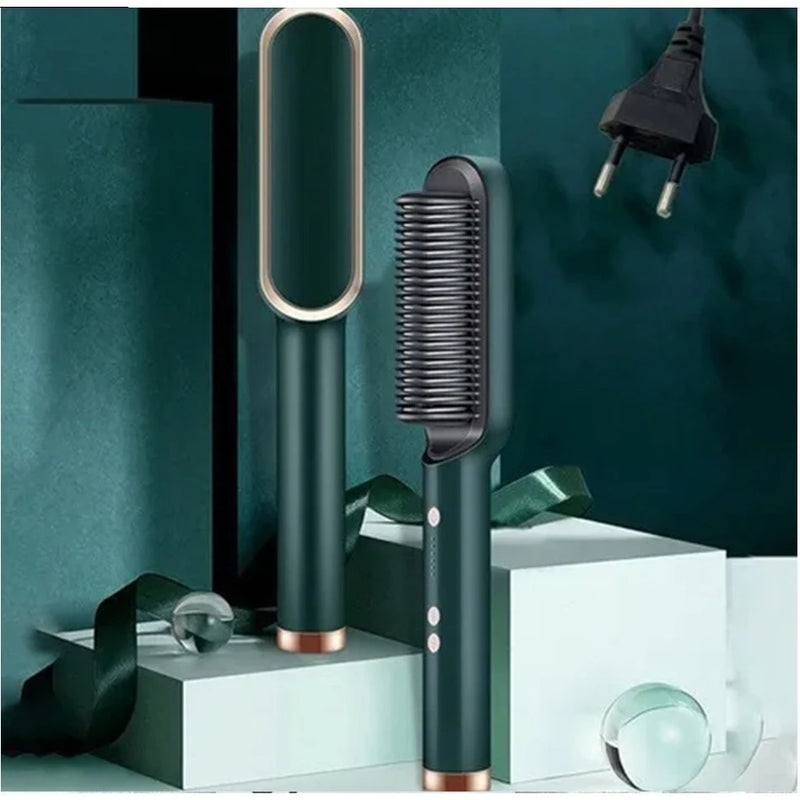 Escova Alisadora Bivolt 5 em 1 - Alisa, Hidrata, Modela, Alinha e Anti-Frizz