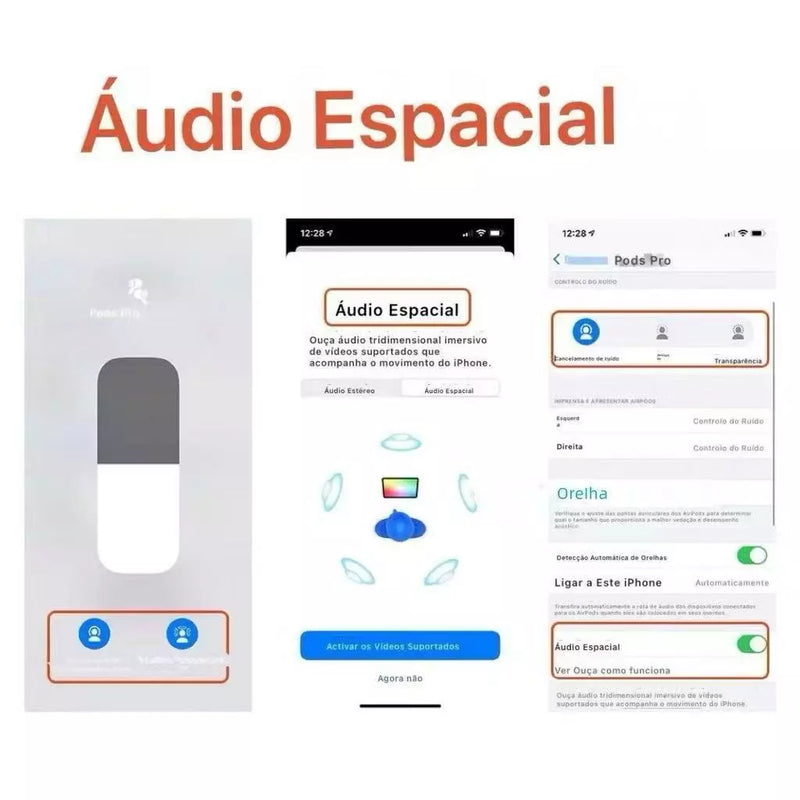 Fone de Ouvido Airpods Pro 6 com cancelamento de Ruído Pop-Up e GPS (Ultima Geração)