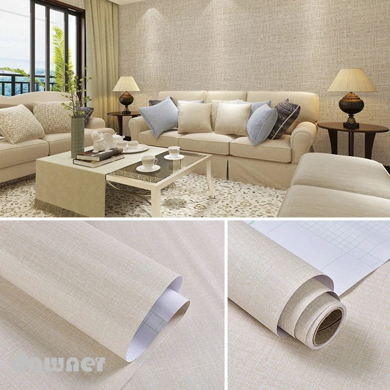 Papel De Parede Autoadesivo De 10M Pvc Padrão De Linho